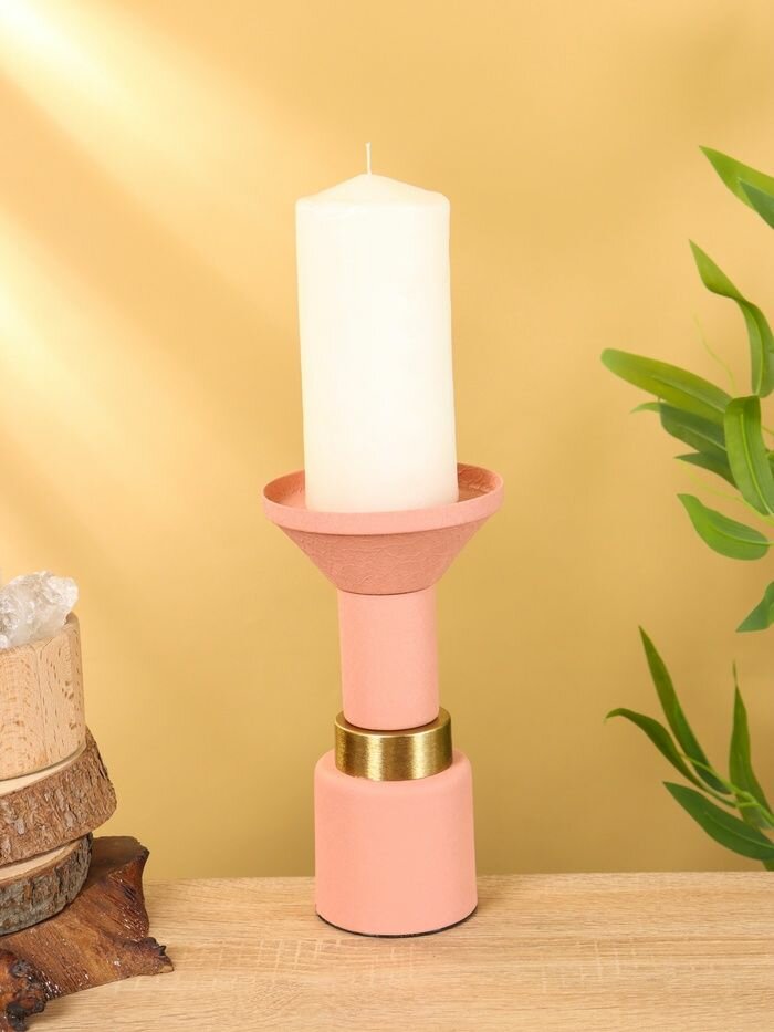 Подсвечник Sima-land Пудровый, на 1 свечу, текстурный, 10.5х10.5х20 см