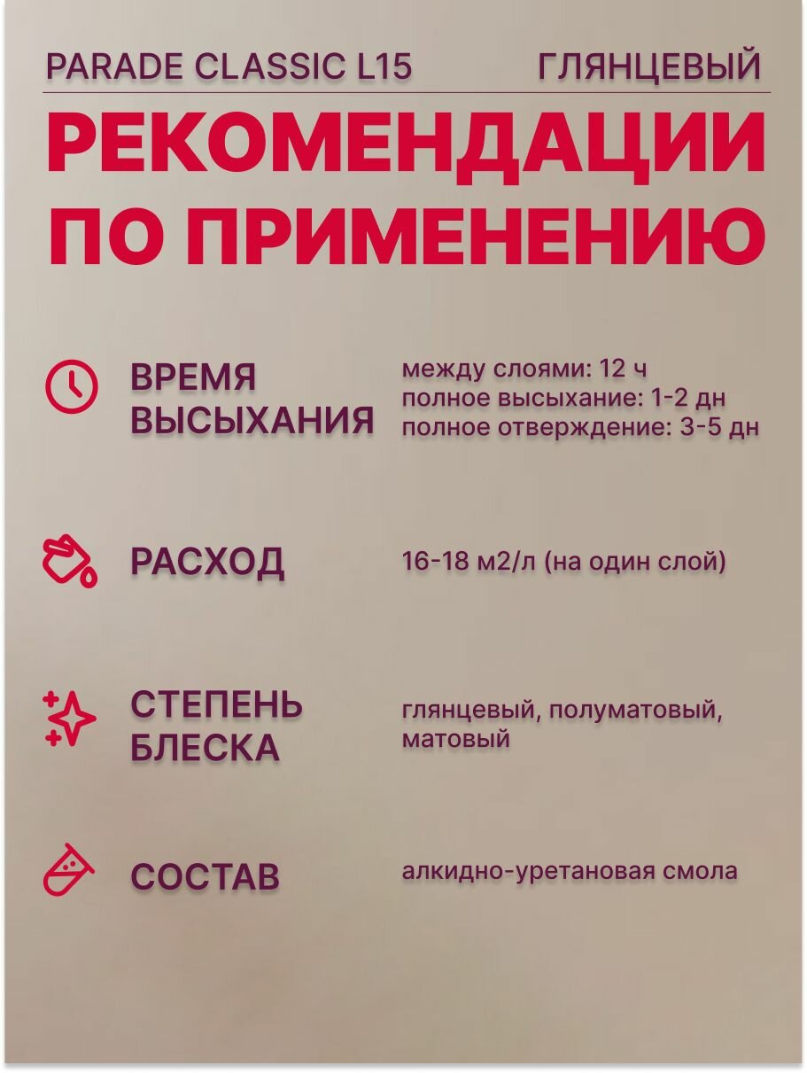 PARADE L15 Ступени &Лестницы Глянцевый 2,5л Лак паркетный алкидно-уретановый — фото 1