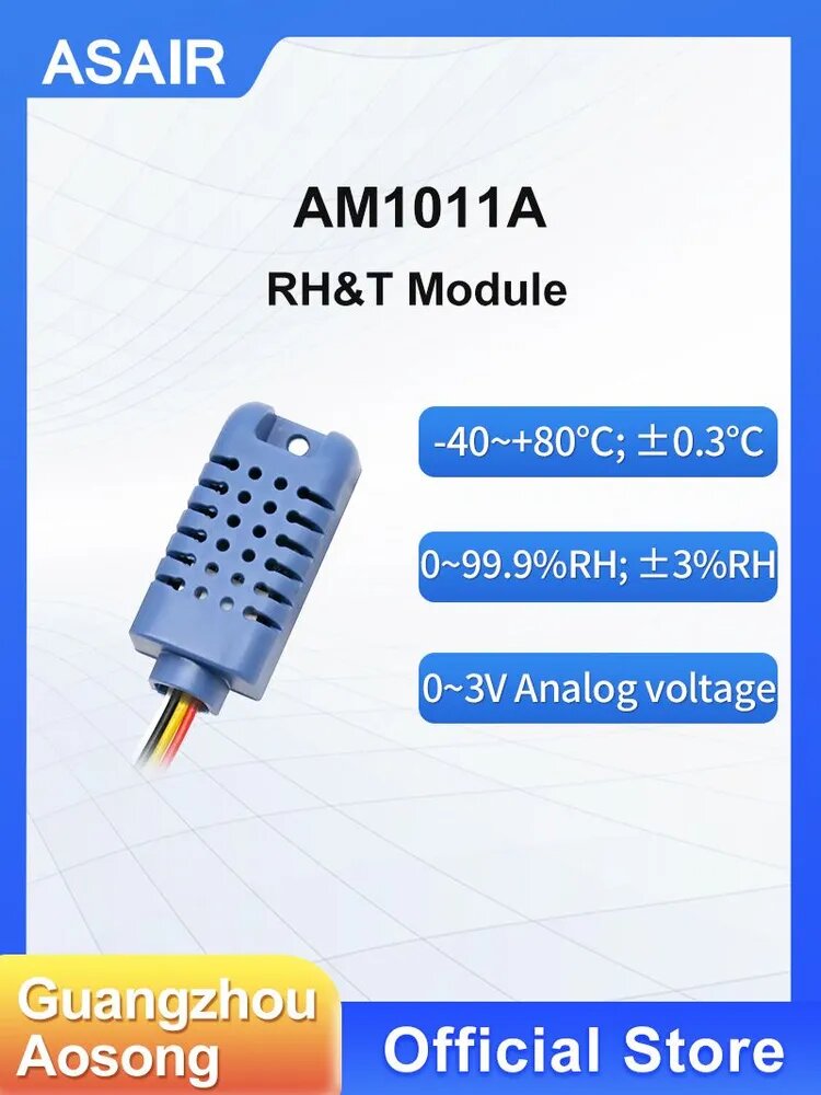 Модуль температуры и влажности ASAIR AM1011A Высокоточное измерение температуры и влажности Низкое энергопотребление Аналоговый выход напряжения 0-3 В