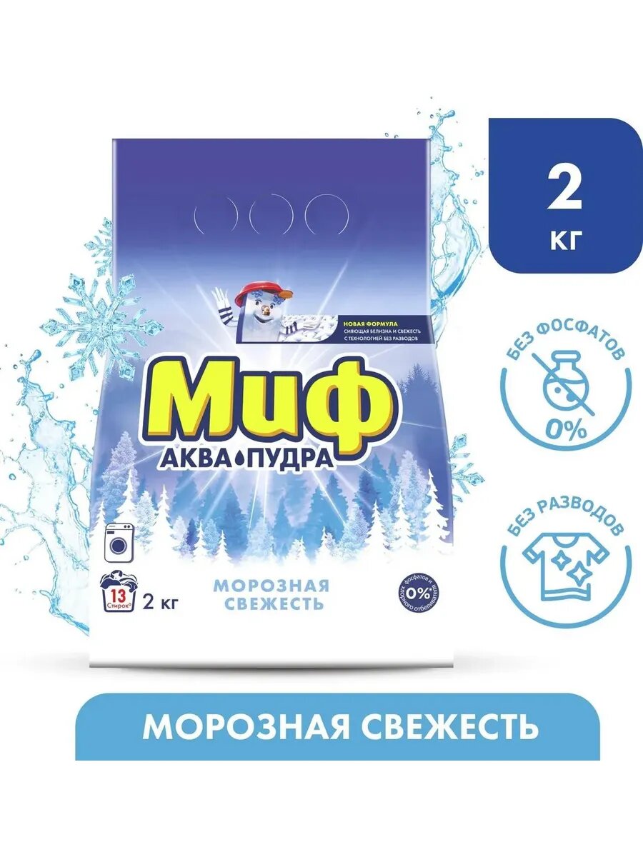 Стиральный порошок MIF, отлично отбеливает одежду, хорошо пахнет, вспенивается, автомат 1,8 кг