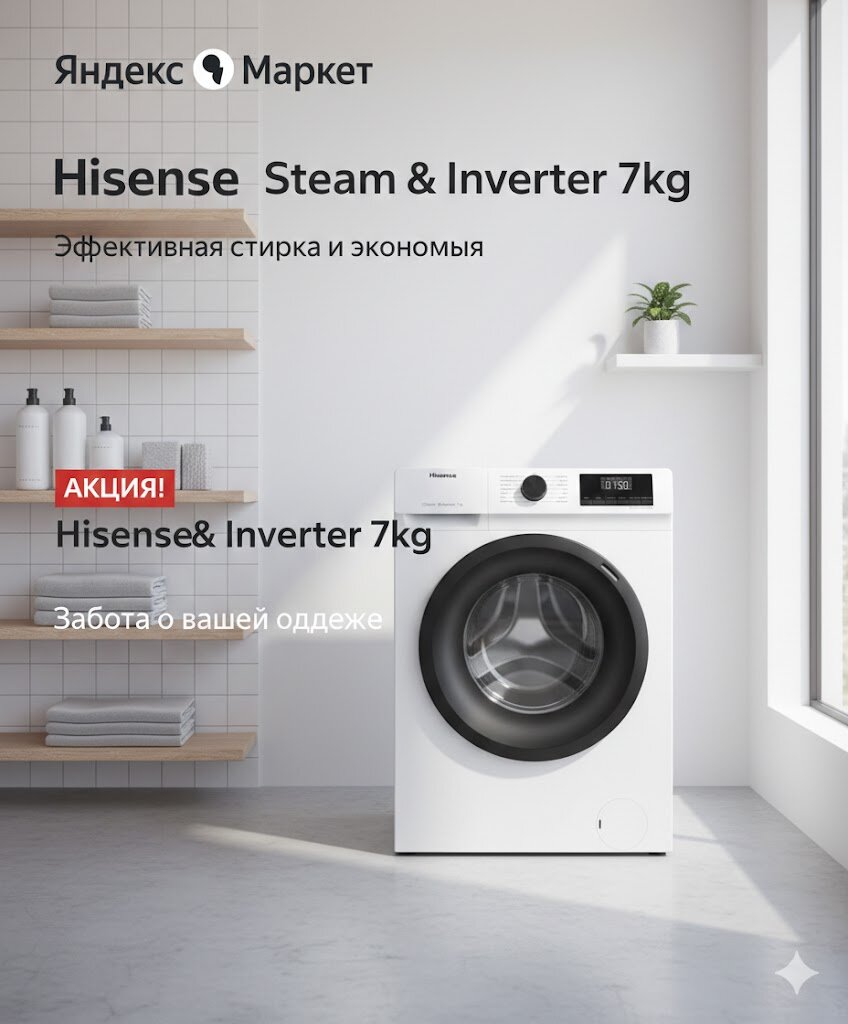 Стиральная машина Hisense WFQP6012EVM 6 Кг — фото 1