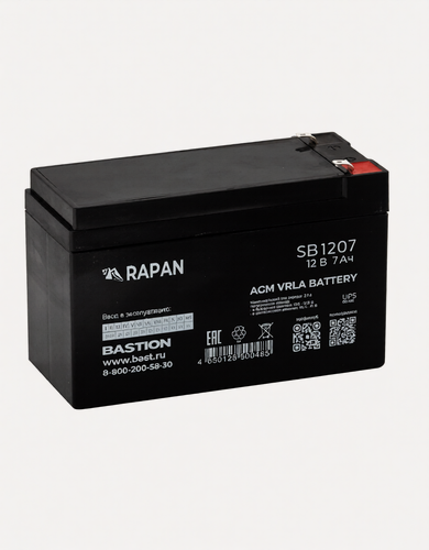 Изображение товара Аккумулятор Бастион RAPAN SB 1207 свинцово-кислотный 12 В, 7 Ач, F1, срок службы - 4 года