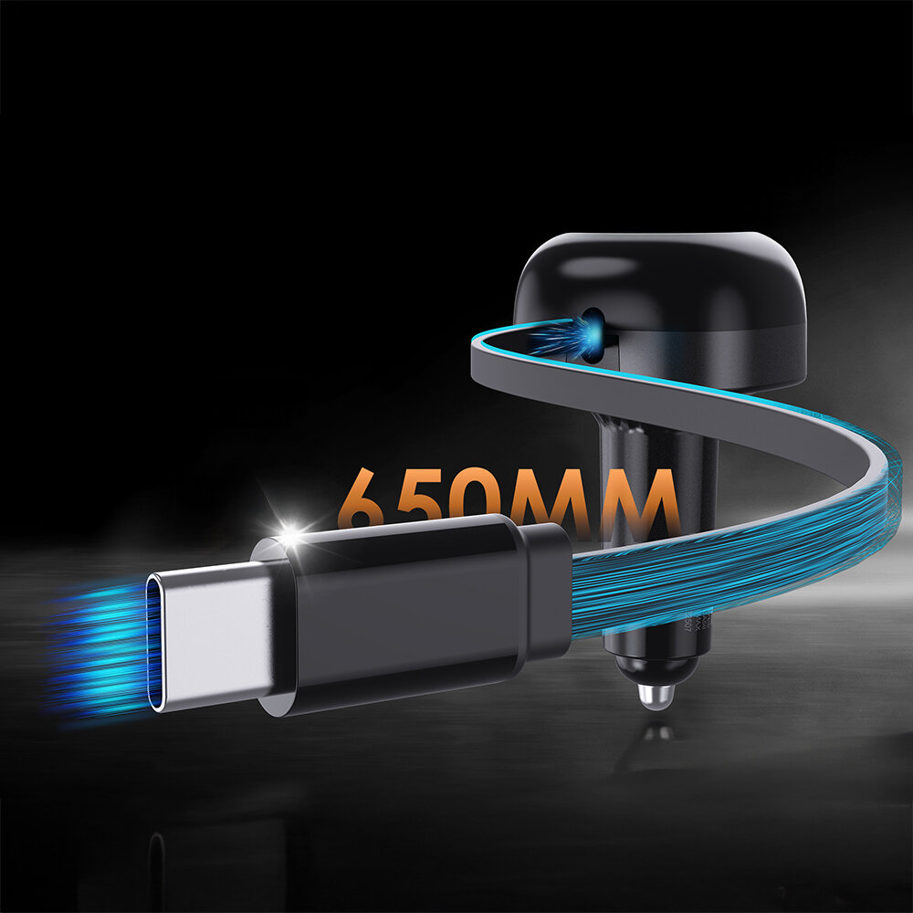 Зарядное устройство автомобильное Lenyes C59, 60Вт, с кабелем Type-C — фото 1