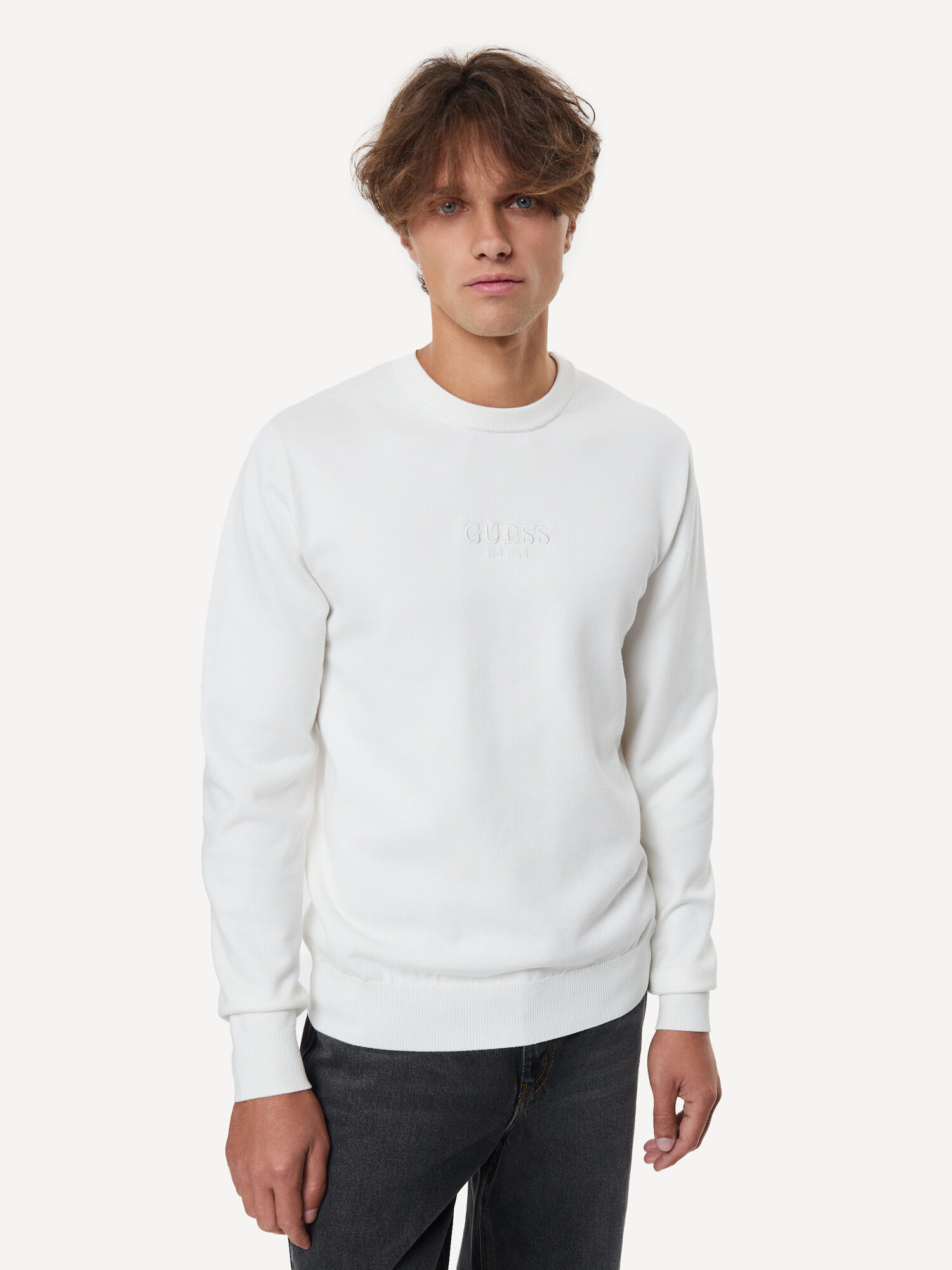 Джемпер GUESS, размер L, белый,