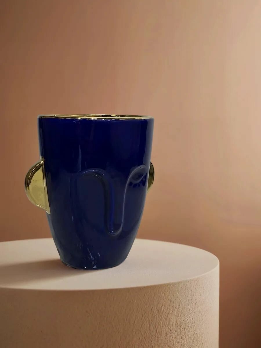 Ваза керамическая настольная, размер 13*10*17см, керамика, цвет синий