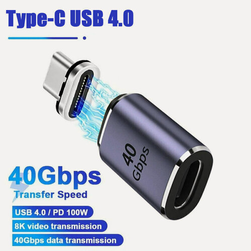 Изображение товара Магнитный адаптер PALMEXX USB-C 4.0, PD100W, 8K@60Hz, 40Gbps, прямой