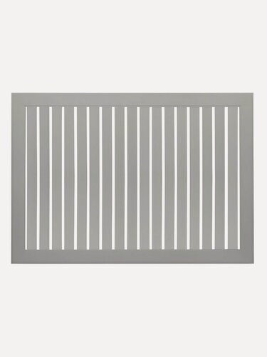 Изображение товара Реечный экран для радиатора Стильный Дом DE LUXE из МДФ, 900х600 мм, серый цвет, прямоугольная форма.