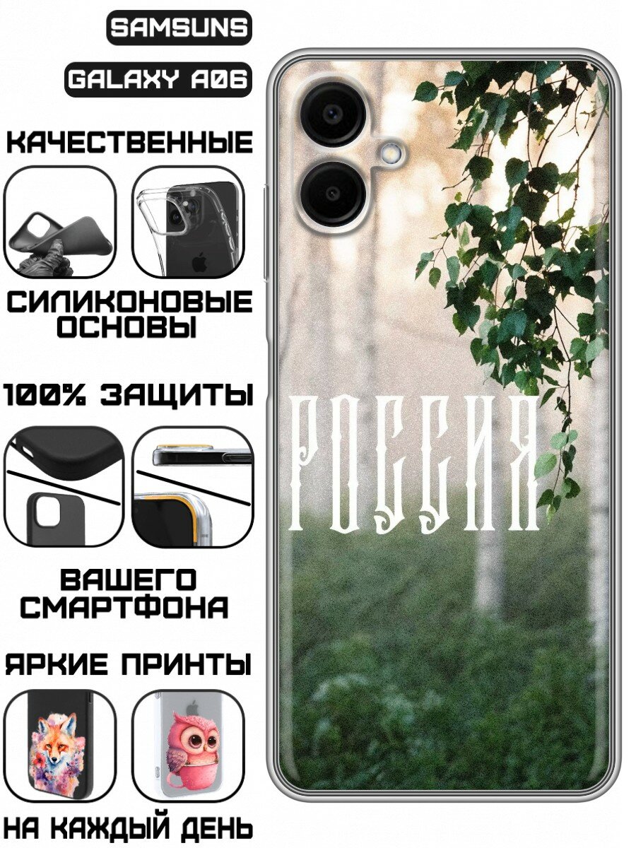 Чехол для Samsung Galaxy A06 с принтом Березы России (Самсунг Галакси А06)