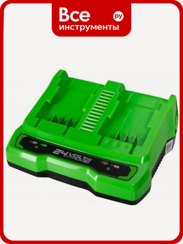 Изображение товара Зарядное устройство GreenWorks G24x2UC2, для 2 аккумуляторов Li-ion 24 В, быстрое время заряда 60 минут