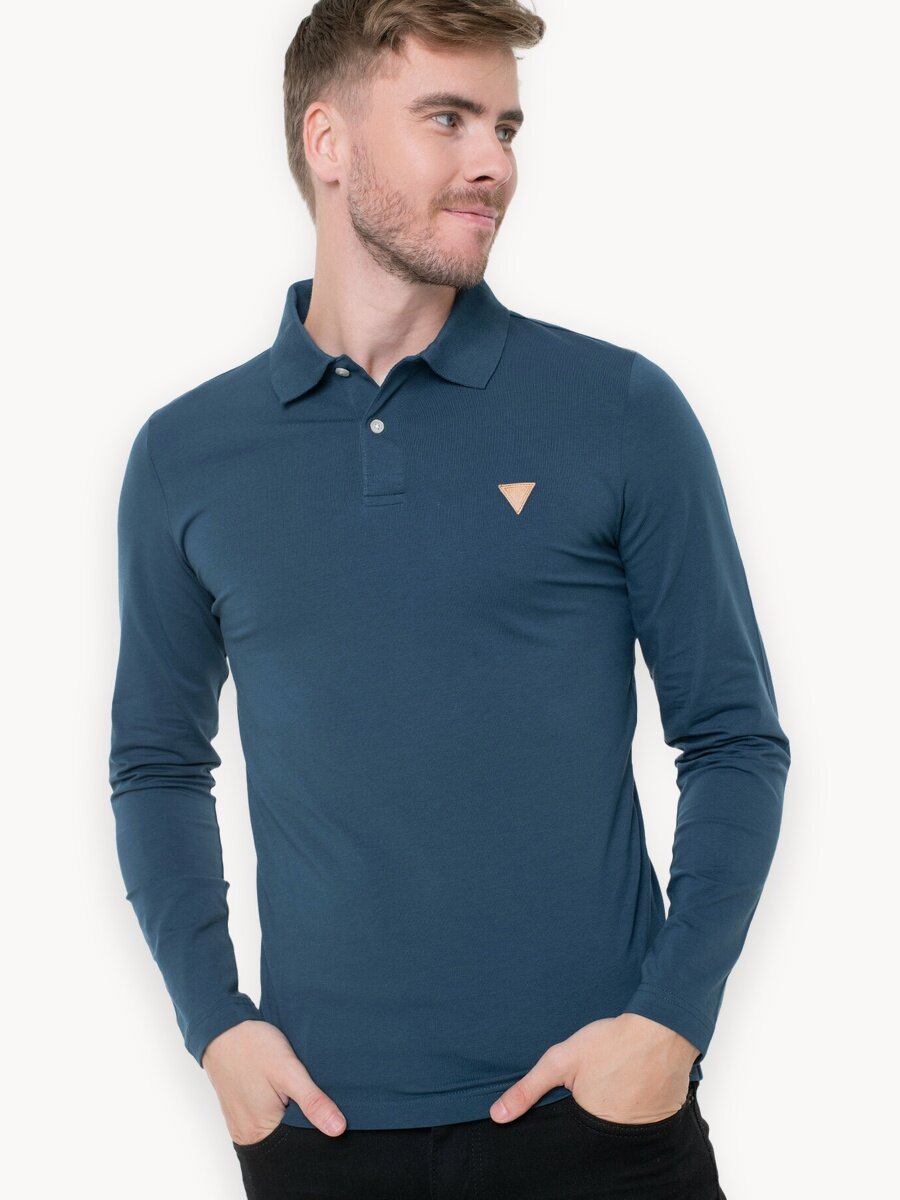 Поло GUESS OLIVER LS, размер L, синий