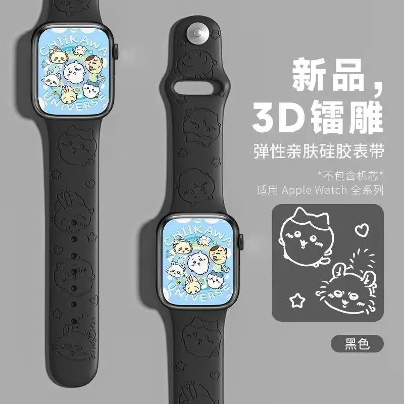 Ремешки для Apple Watch с рисунком из мультфильма Sanrio, силиконовые спортивные ремешки для часов iWatch Series SE 9 8 7 6 5 3 4 Ultra 2, размерами 40 мм, 41 мм, 38 мм, в