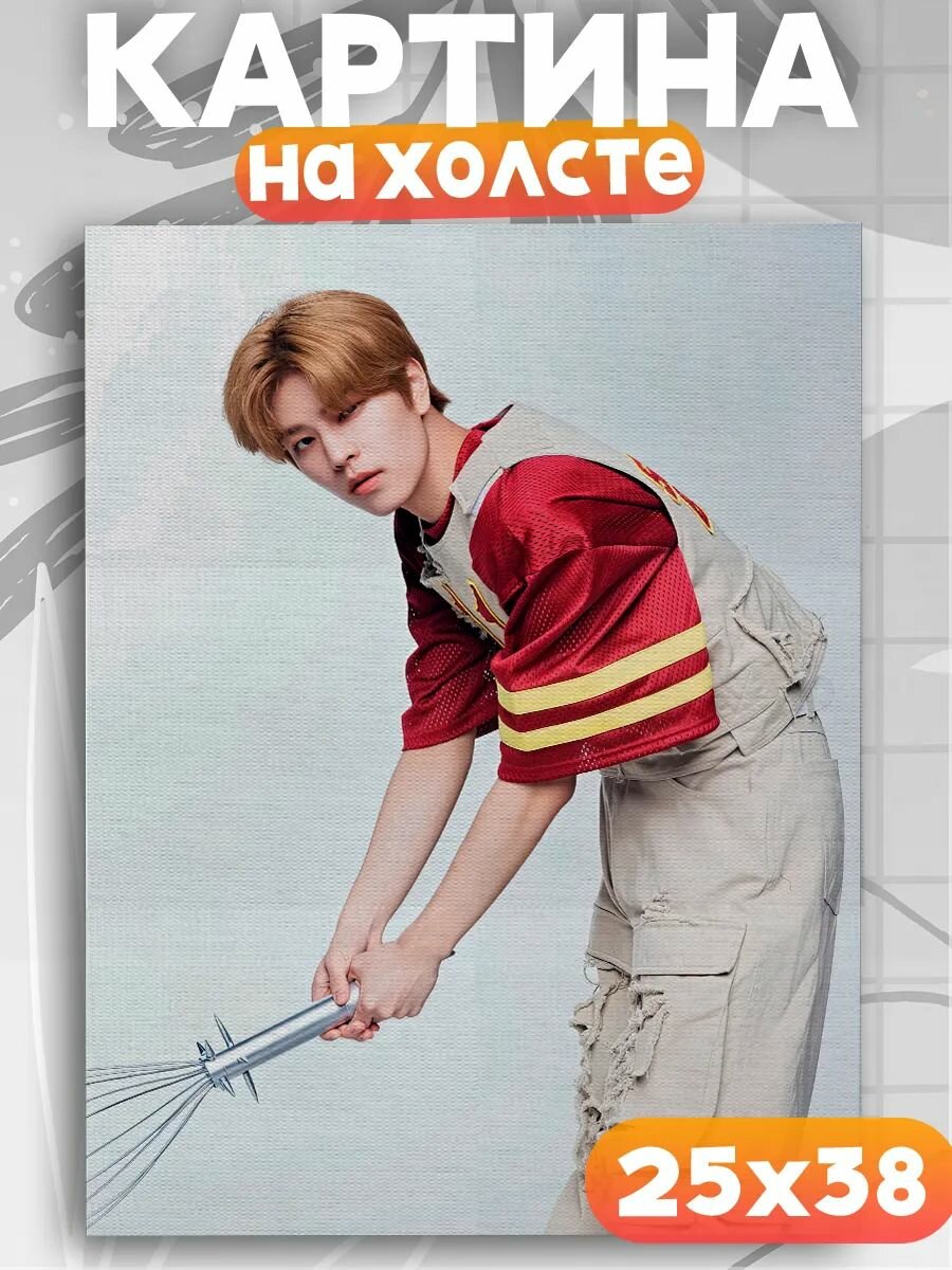 Картина на стену Сынмин Stray kids кпоп, на подрамнике, 1шт, 38х25 размер.
