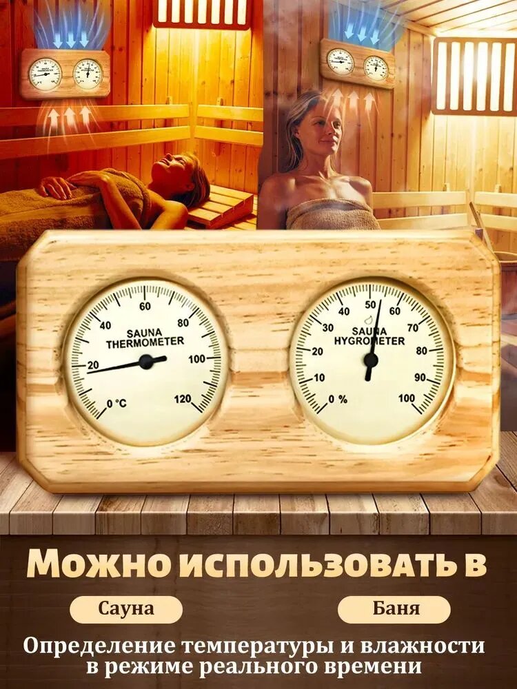 Термометргигрометр настенный для бани и сауны, банная измерительная станция температуры и влажности