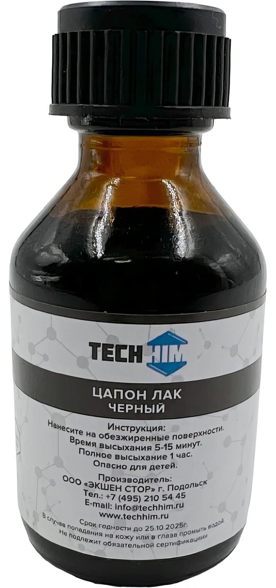 Цапон лак чёрный 30 мл, стекло TECHHIM TH-TSAP-BK-30