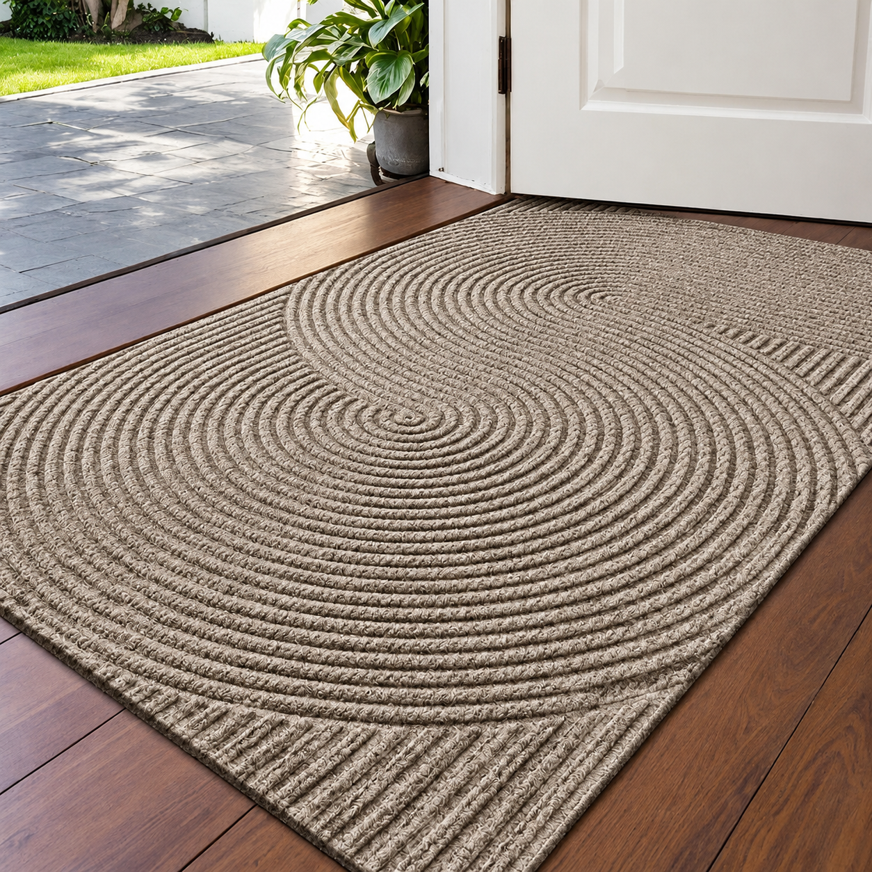 Входной коврик Star Circle Khaki прямоугольный 60x90 см из полиэстера для прихожей и кухни