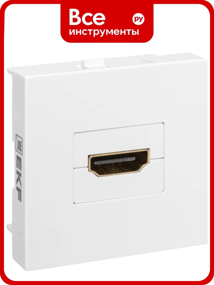 Розетка EKF HDMI, 2 модуля, 1 гнездо, без индикатора, белая E2MR-21HDMI-10