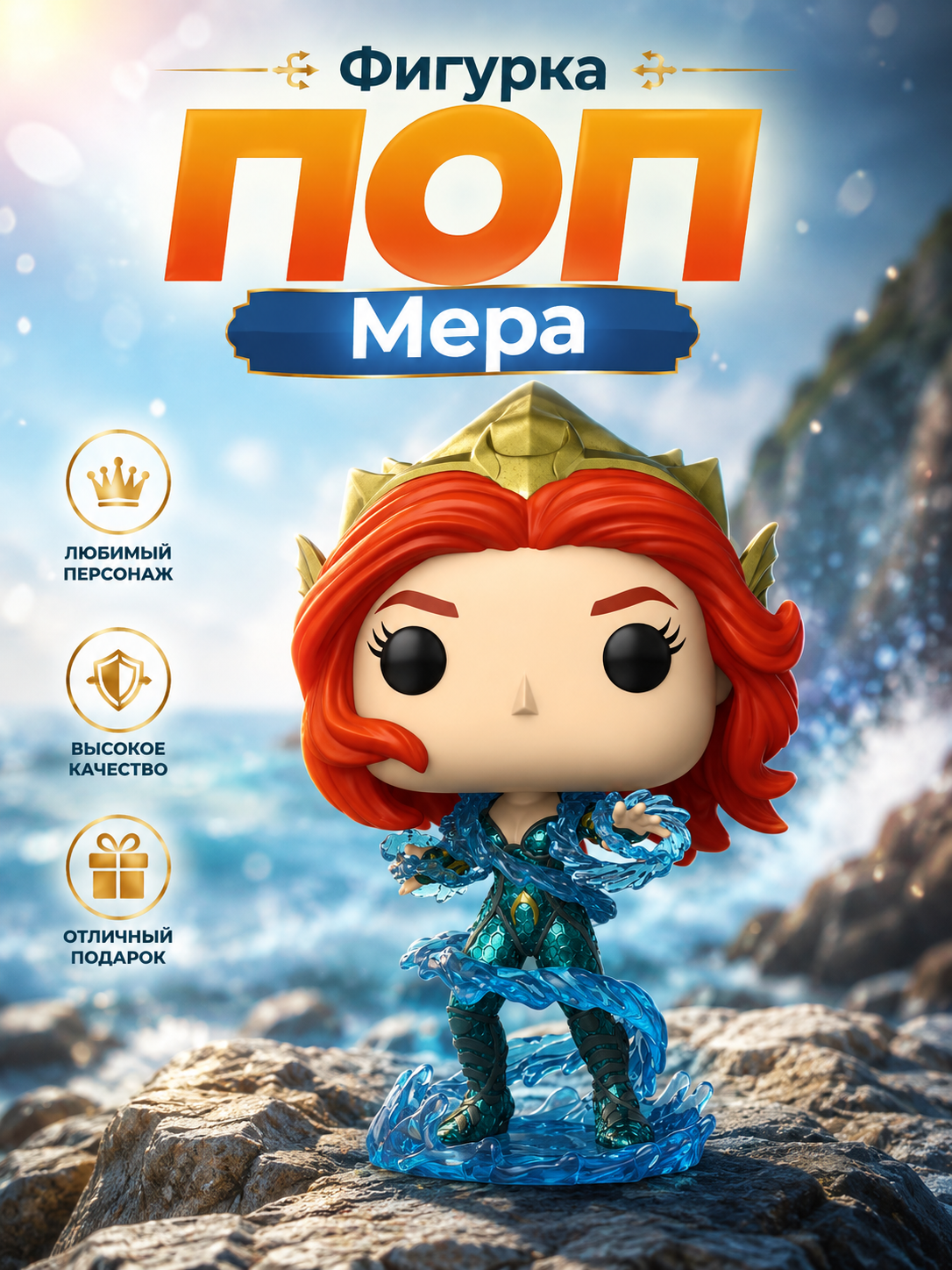(1306 Mera) Фигурка Funko POP! Аквамен и затерянное королевство: Мера (без коробки)