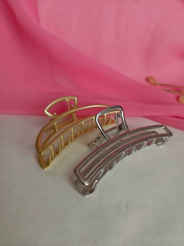 Изображение товара Крабы для волос, металл, 7,5/8 желтое золото, сталь набор 2 шт