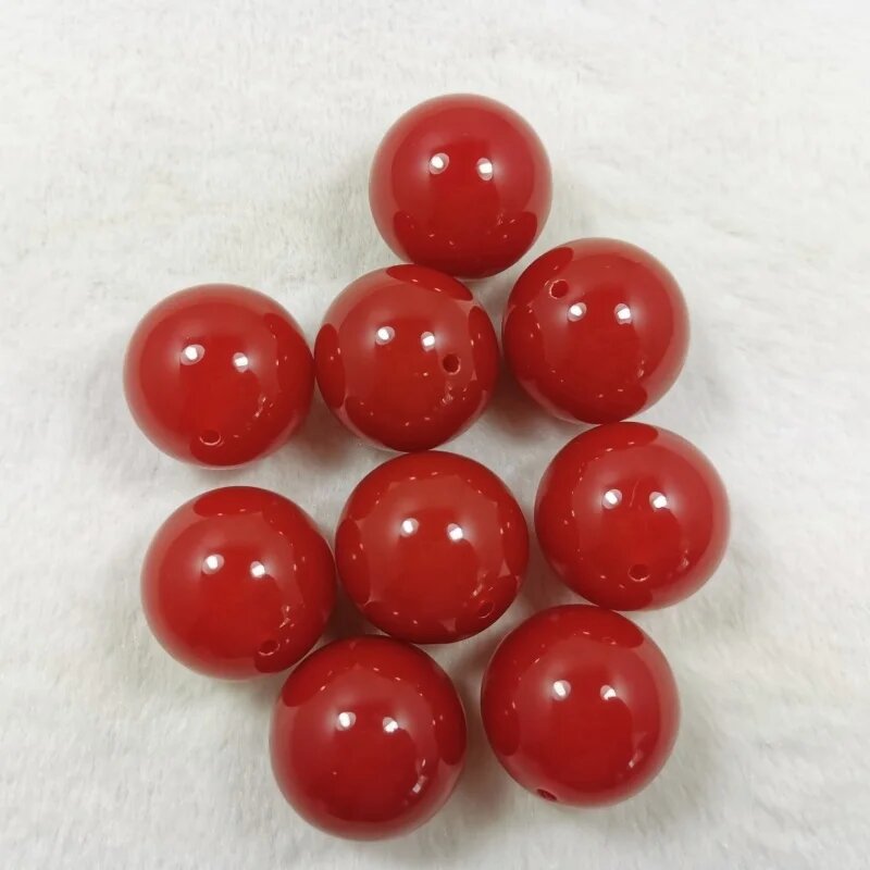 Акриловые бусины 30 мм, красные Imitation jade, 5 шт.