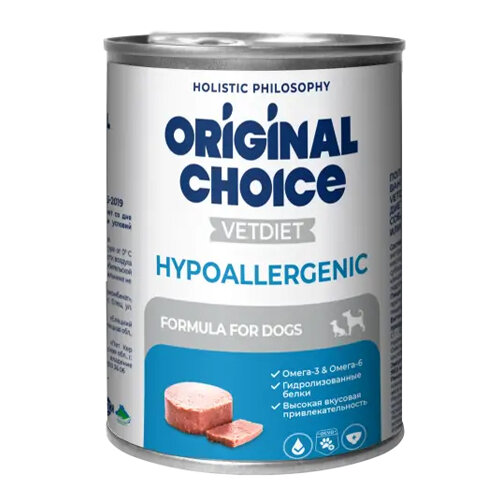 Original Choice Vetdiet Hypoallergenic / Ветеринарная диета Ориджинал Чойс для собак с Пищевой аллергией или непереносимостью (цена за упаковку) фас. 340г х 6шт