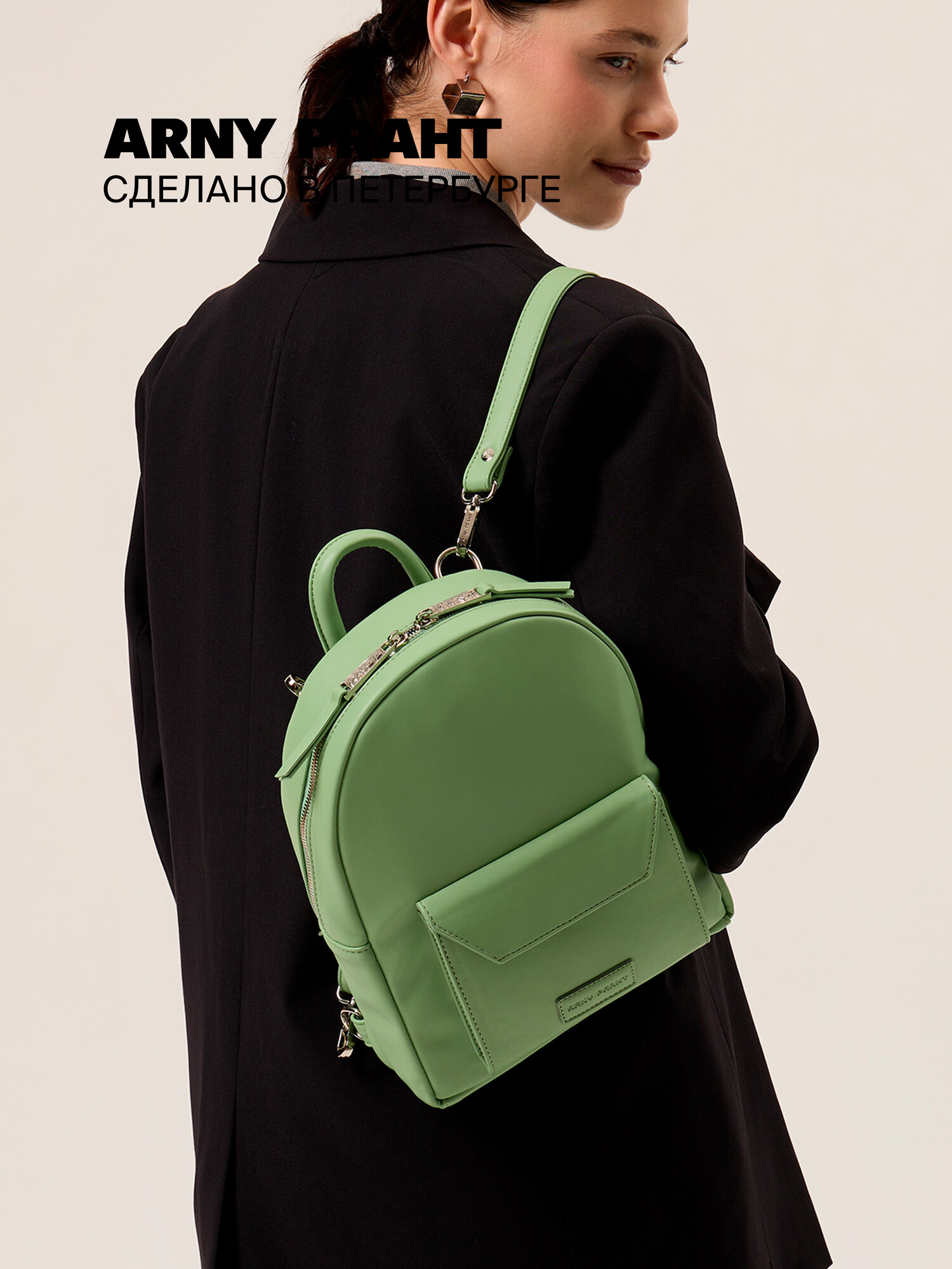 Небольшой женский рюкзак зеленый, экокожа , VENDI S (венди С)