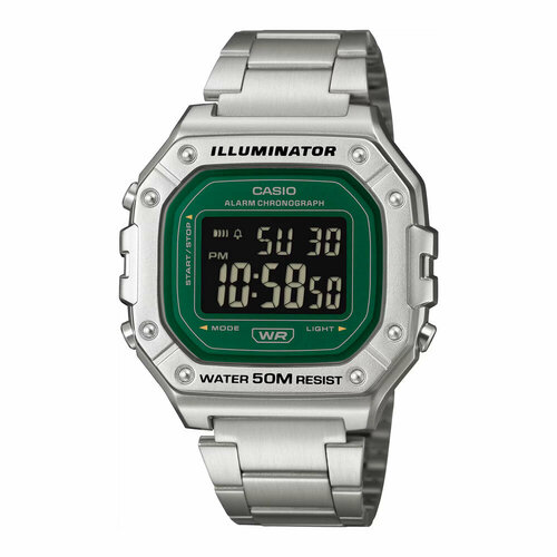 фото Наручные часы casio collection, зеленый, серебряный, черный