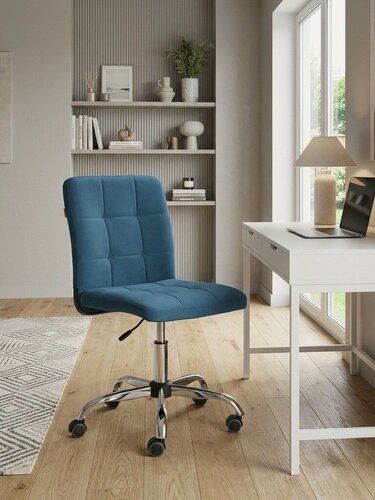 Изображение товара Компьютерное кресло TetChair, обивка велюр синее, регулировка высоты, максимальная нагрузка 100 кг