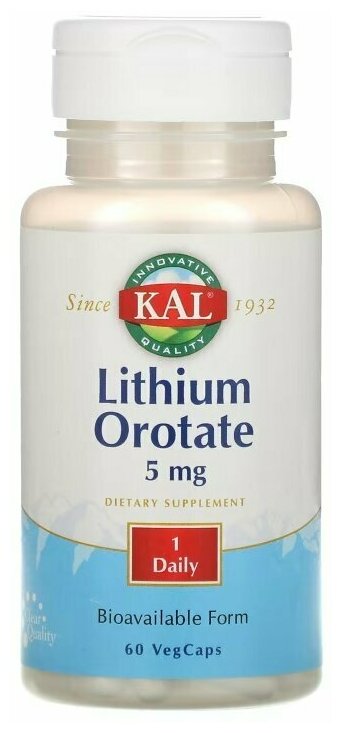 KAL Lithium orotate 5 mg 60 caps / КАЛ Литий оротат 5 мг 60 капс