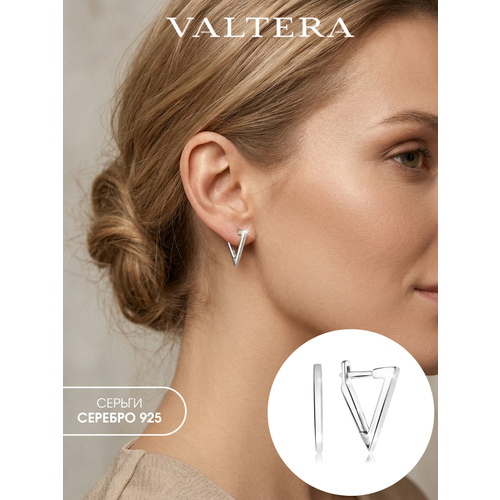 фото Серьги конго valtera, серебро, 925 проба, родирование, , серебристый