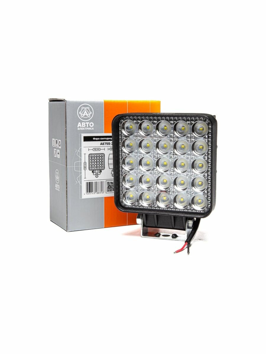 Фара светодиодная (квадратная) 75W 110*65*140 25 LED рассеянный свет 10 30V / Автоэлектрика / AE75S-25LED-65PC