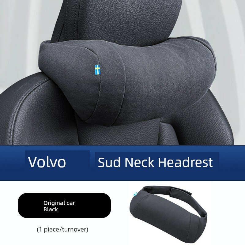 Подушка для шеи из искусственного меха для Volvo XC60/90 S60/90 V60/90, черный (оригинальный цвет авто), 1 шт