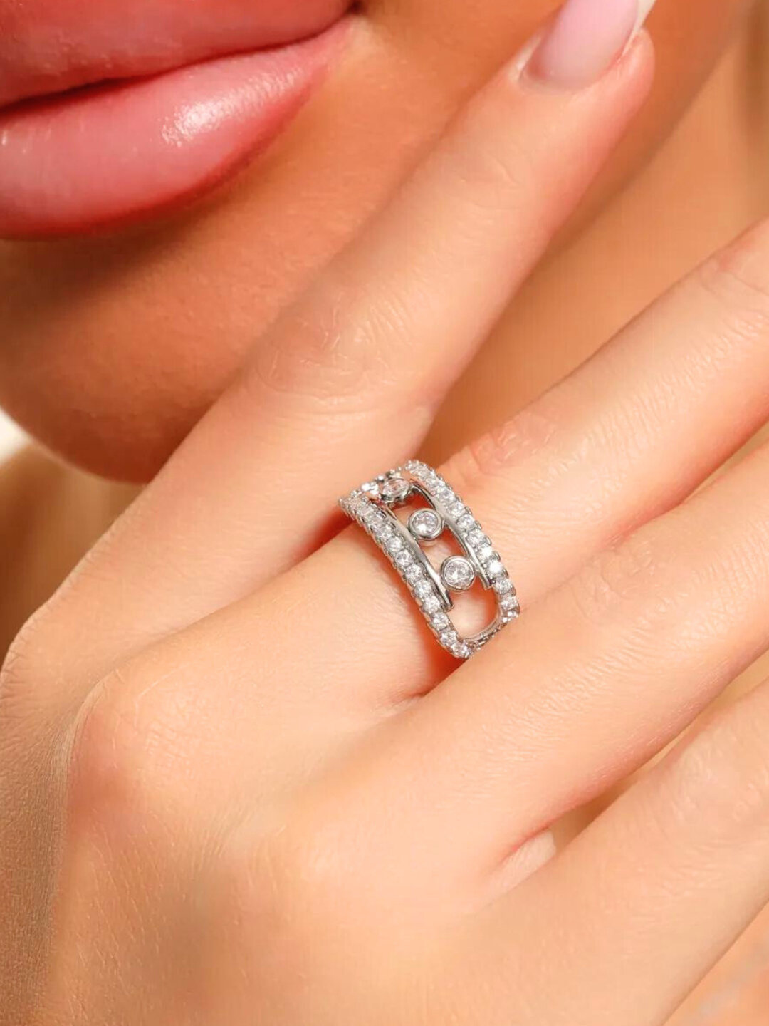 Комплект бижутерии: клипсы, акрил, размер кольца 14, размер браслета 20 см, зеленый, — фото 1