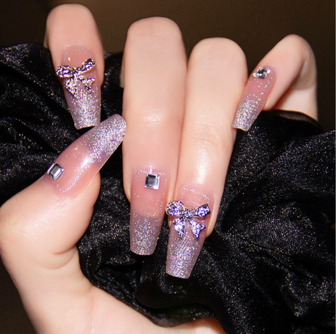 Накладные ногти, 24 шт, с разные дизайны , клеем, средней длины