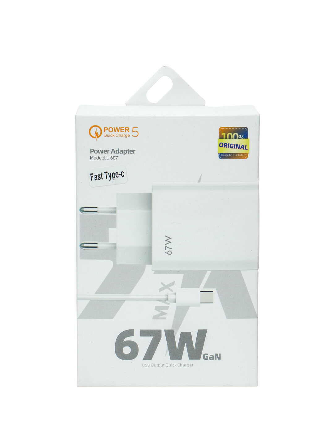 Зарядное устройство GaN Power MI, для iPhone и Android, мощность 67Вт, кабель Type-C, белое Fast Type-C