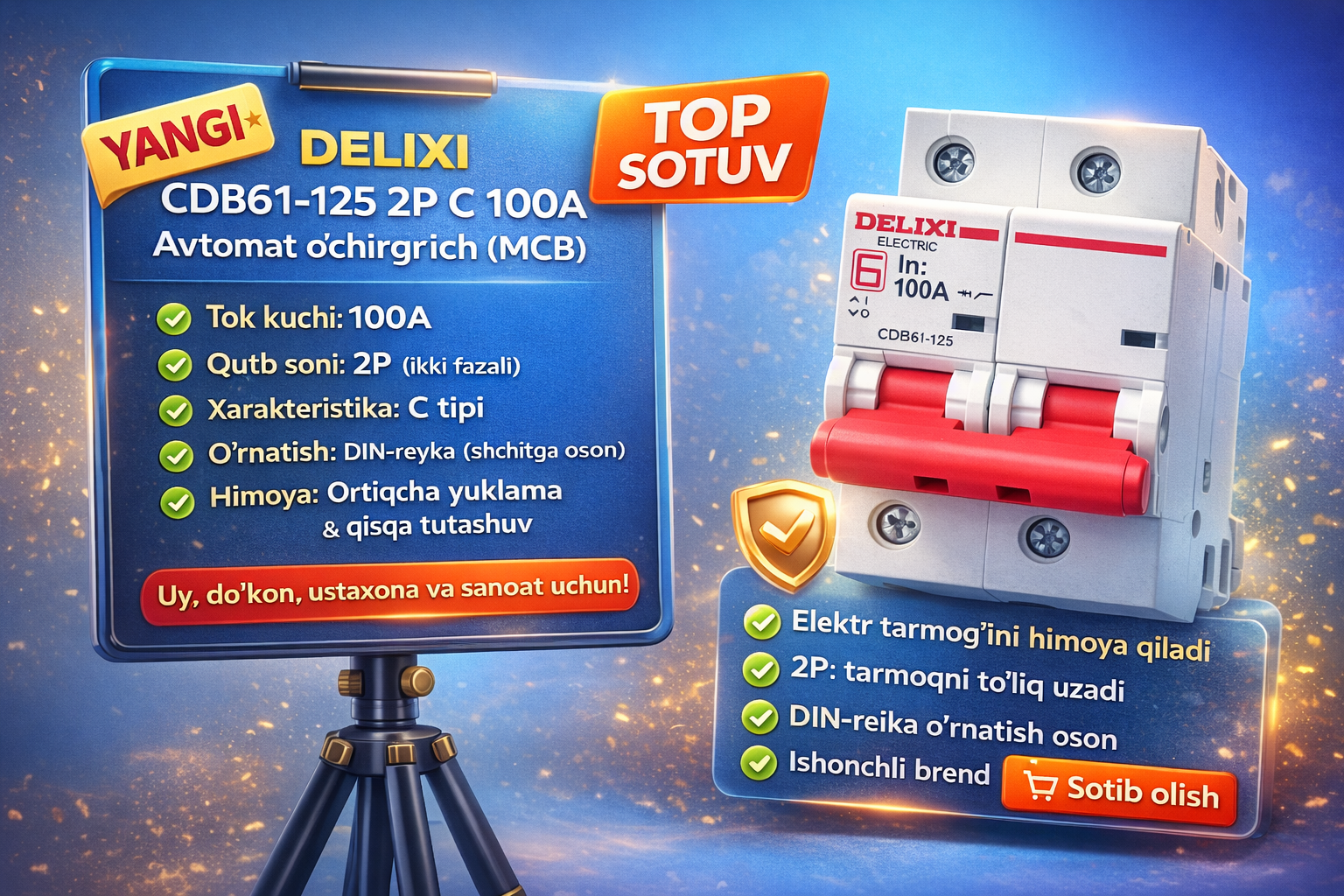 Avtomatik kalit DELIXI CDB6I-125 2P C 100A