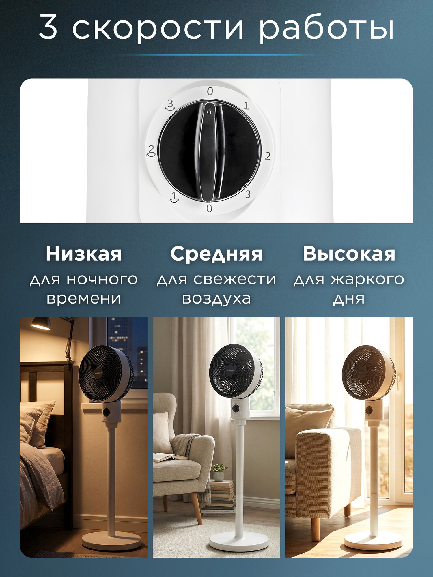 Вентилятор напольный для дома 3 скорости NORMANN ACF-202 (N16021-4) — фото 1