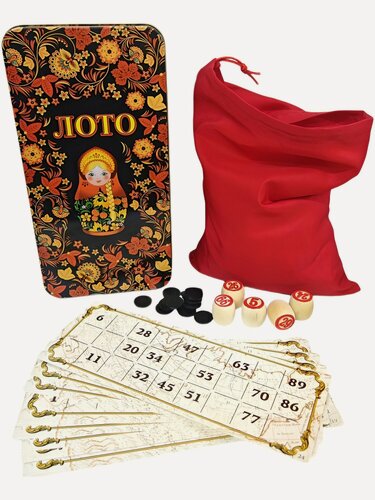 Изображение товара Настольная игра "Русское лото", в подарочной упаковке Матрешка, для 2-6 игроков