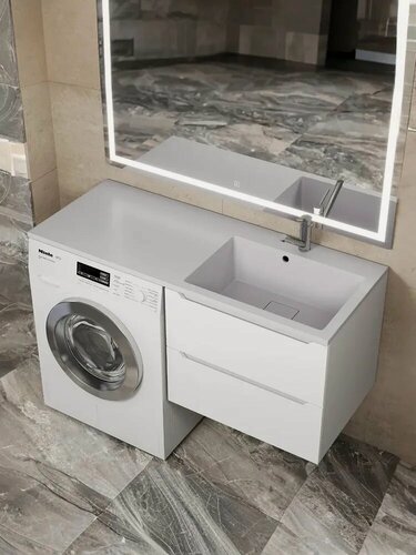 Изображение товара Раковина над стиральной машиной Uperwood Cosmos Quartz 120 см, правая, крыло слева, жасмин