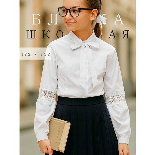 фото Школьная блуза daniele patrici весна 2026, размер 8-9 лет, белый