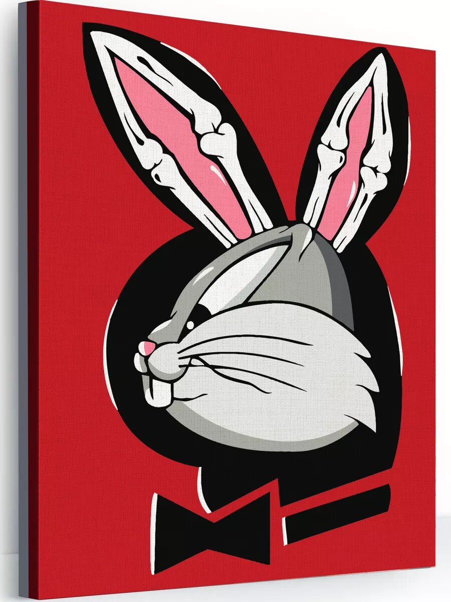 Картина по номерам на холсте с подрамником 40х50 см Модный Зайчик