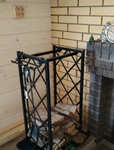 Изображение товара Дровница, в стиле лофт, антикоррозийное покрытие вместимость 0,15 куб. м, высота 86 см ширина 40см, черная матовая