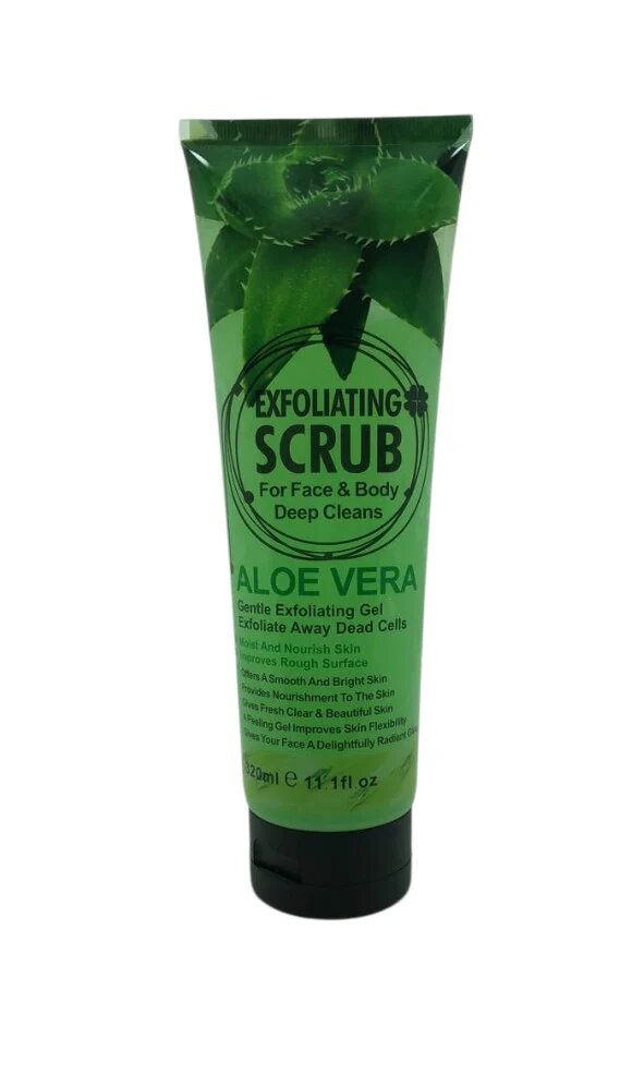 Отшелушивающий гель-скраб для лица и тела Wokali Aloe Vera 320 мл — мягкое очищение и увлажнение с экстрактом алоэ