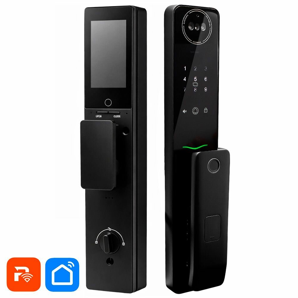 Умный замок на входную дверь PS-Link PS-W1R с WIFI / Tuya Smart / распознавание лица, отпечатков / RFID карты