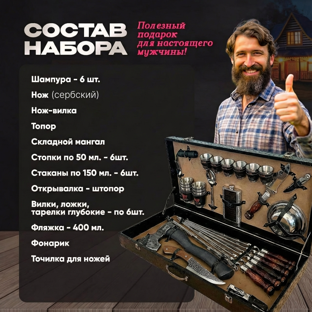 Шашлычный набор в подарочном кейсе №9 — фото 1