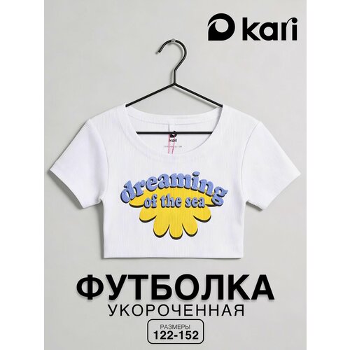 фото Кроп-топ kari весна-лето 2026, размер 7-8 лет, белый