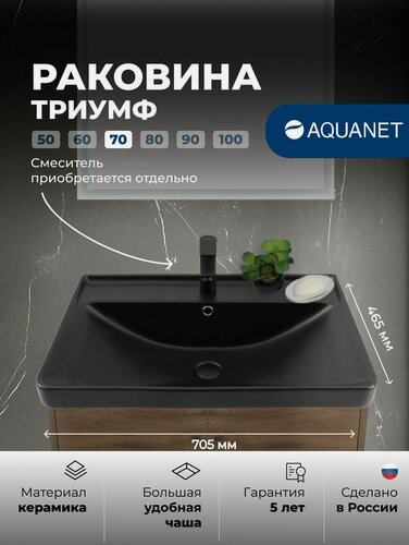 Изображение товара Раковина для ванной Aquanet Триумф 70 см черная матовая
