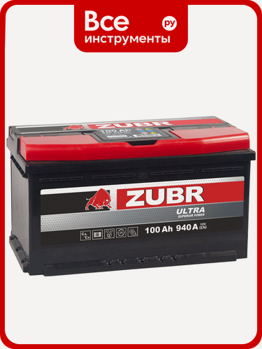 Изображение товара Аккумулятор ZUBR Ultra 100Ah L+ ZU1001, кальциевый, прямая полярность, подходит для легковых и грузовых автомобилей