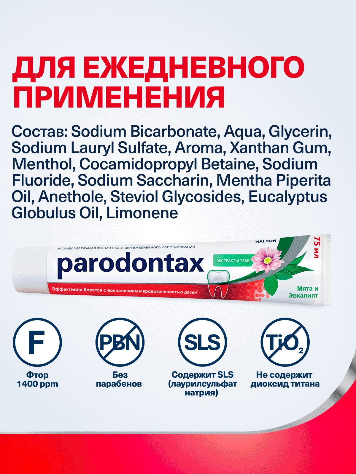 Зубная паста Parodontax Экстракты Трав, 75 мл 2 шт| Для чувствительных зубов и десен, с фтором и экстрактами имбиря — фото 11