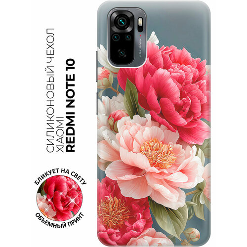 фото Силиконовый чехол на xiaomi redmi note 10 / note 10s / poco m5s с принтом "пионы на сумеречном фоне" bestluck