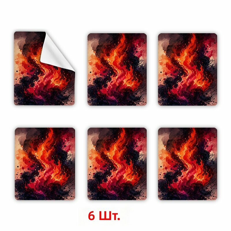 Многоразовые салфетки из микрофибры с акварельным рисунком пламени, для чистки очков, камер и экранов, разных размеров, яркий цветной дизайн, 6 шт.